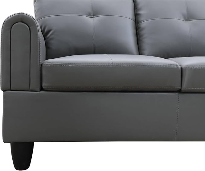 NicBex Sectional Couch 3 Pieces Sofa Set with Left Chaise Faux Leather L Shaped Cloud Couch for Living Room Furniture Sets with Storage Ottoman, Modular Sofa for Living Room & Apartment, Gray