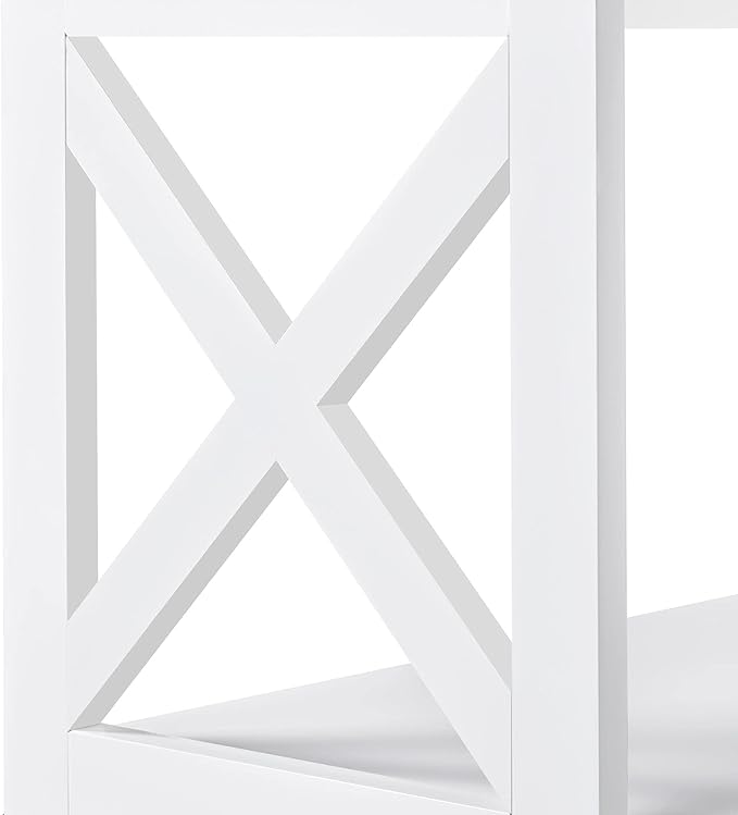 Yaheetech Entryway Table with Storage Shelves, Console Table with Power Outlets and USB Ports, Wood Narrow Sofa Tables with X-Shaped Design for Living Room/Hallway/Couch, White