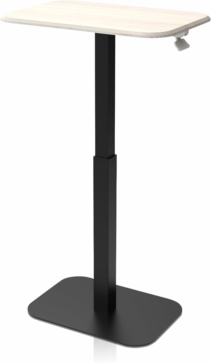 Ergohome™ ELEVANCE Table™ Effortless Height Adjustable Side Table for Couch Bed, Laptop Table - Small End Table Office Coffee Table - Superior Stability Sofa Side Table (Black Base & Washed Oak Top)