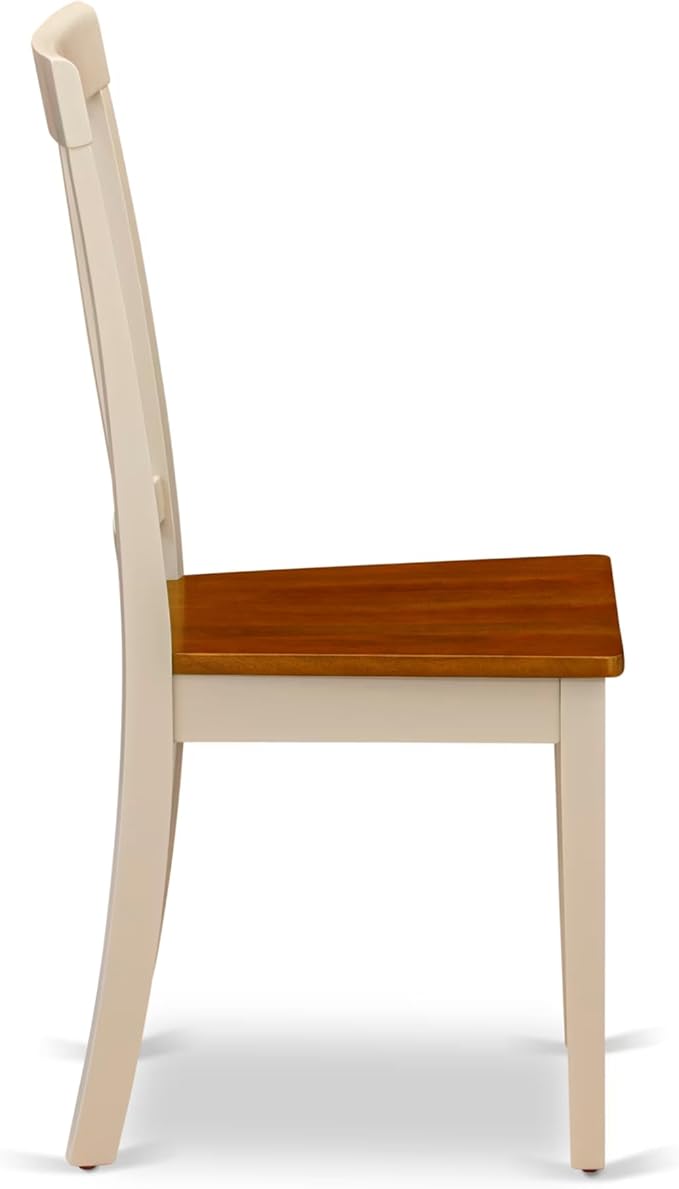 East West Furniture DLAN3-BMK-W 3 Piece Dinette Set for Small Spaces Contains a Round Dining Table with Dropleaf and 2 Kitchen Dining Chairs, 42x42 Inch, Buttermilk & Cherry