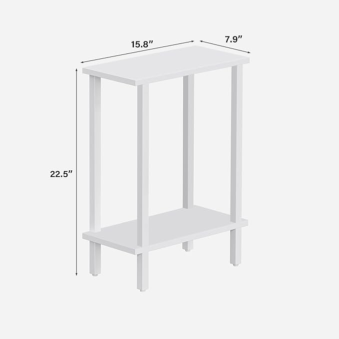 TUTOTAK Small Side Table, Narrow End Table, Skinny Sofa Table, Slim Nightstand, Couch Table, Living Room, Bed Room, White TB01BW062