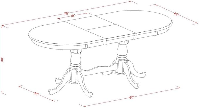 East West Furniture PLAV5-SBR-W 5 Piece Kitchen Table Set for 4 Includes an Oval Dining Table with Butterfly Leaf and 4 Dining Room Chairs, 42x78 Inch, Saddle Brown