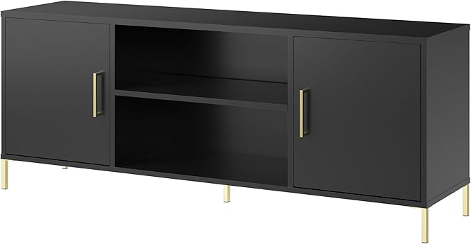 Bush Home Essence 58W TV Stand with Storage, Living Room Furniture, Essence Collection, Black Stipple