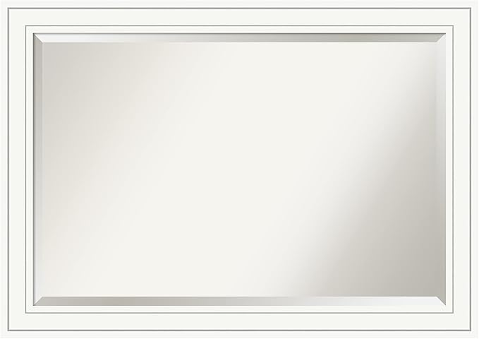 Amanti Art White Bathroom Mirror for Over Sink, 29x41 Craftsman White Rectangle Vanity Mirror, Large Casual Wood Frame, Hangs Horizonally and Vertically, Bathroom Wall Decor, Beveled Edge from WI, USA