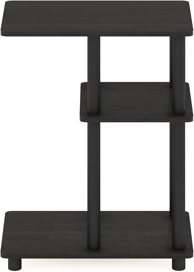 Furinno Turn-N-Tube C-Shape Sofa Side Table, Espresso/Black, Plastic Pole Without Caster