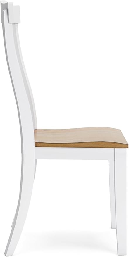 Signature Design by Ashley Ashbryn Farmhouse Armless Dining Chair with Bent Slat Back, Set of 2, White & Light Brown