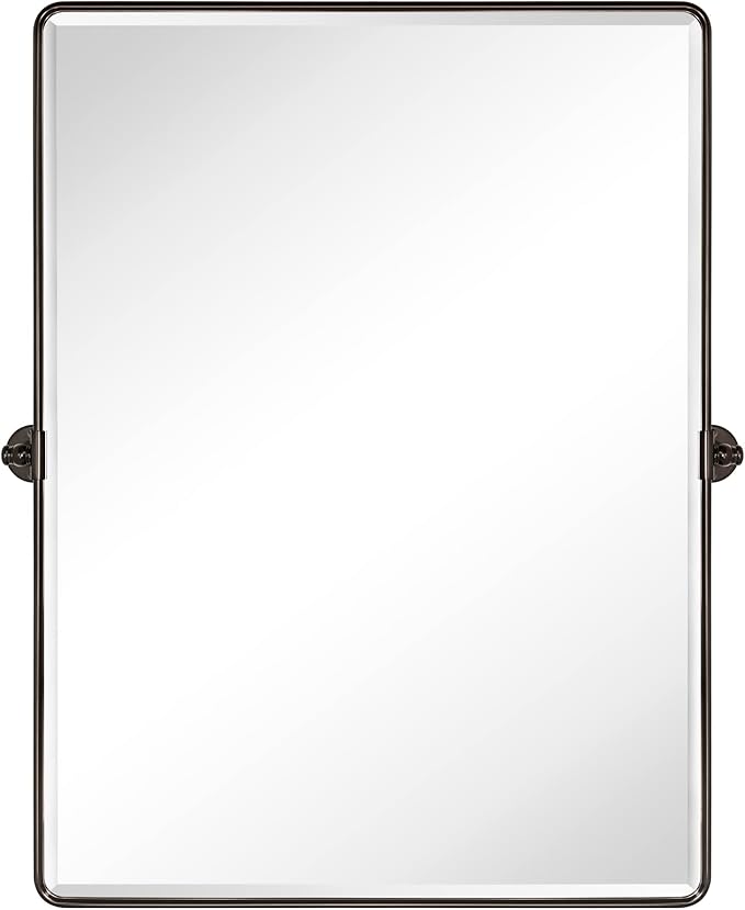 TEHOME 30 x 40'' Oil Rubbed Bronze Pivot Bathroom Mirror Tilt Vanity Mirror Large 40x30'' Dark Bronze Metal Framed Rectangle Pivoting Beveled Vanity Mirrors for Wall, Vertical