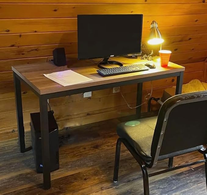 55 Inch Desk - Sturdy Metal Frame Computer Desk, Spacious Office Desk & Writing Desk with Easy Assembly, Durable Workstation for Home Office