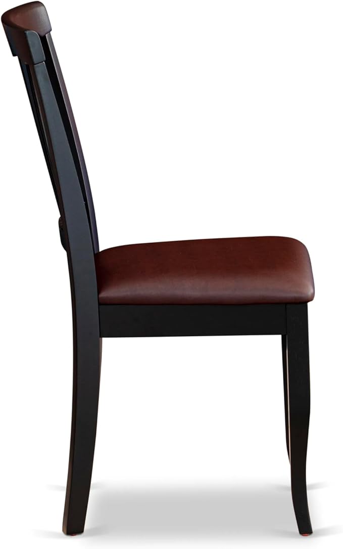 East West Furniture DLAV3-BCH-LC 3 Piece Modern Dining Table Set Contains a Round Wooden Table with Dropleaf and 2 Faux Leather Kitchen Dining Chairs, 42x42 Inch, Black & Cherry