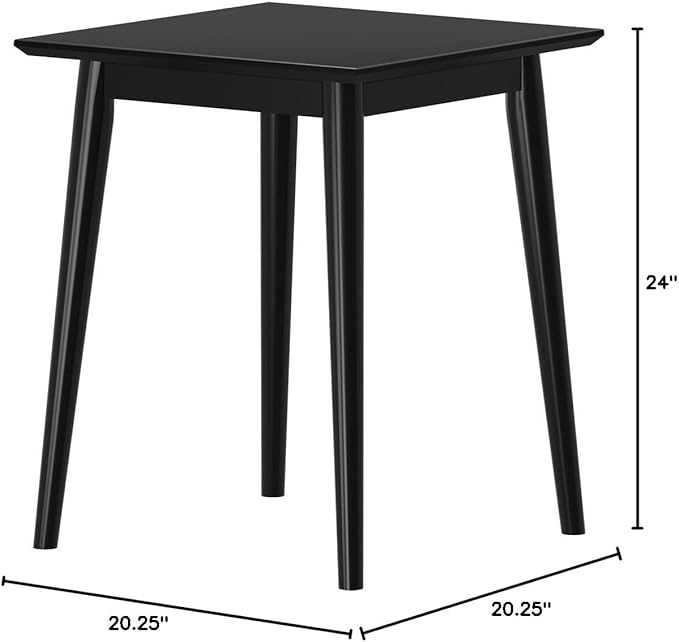 Plank+Beam Mid Century Modern Square Side Table, Couch Side Table, Small End Table for Office Space, Wooden Accent Table, Black