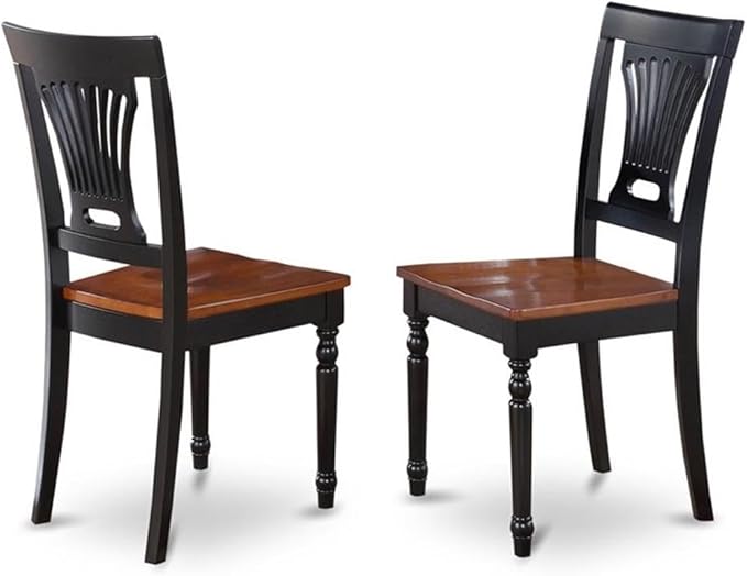 East West Furniture PLAI7-BLK-W 7 Piece Dining Room Table Set Consist of an Oval Kitchen Table with Butterfly Leaf and 6 Dining Chairs, 42x78 Inch, Black & Cherry