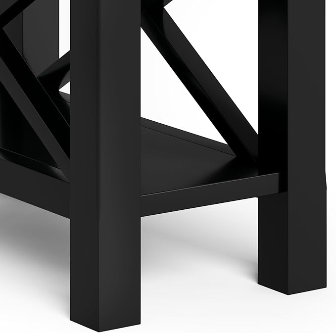SIMPLIHOME Kitchener SOLID WOOD 14 inch Wide Rectangle Contemporary Narrow Side Table in Black for the Living Room and Bedroom