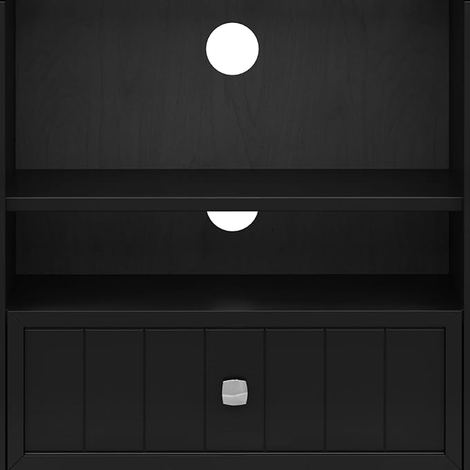 SIMPLIHOME Bedford Solid Wood 53 inch Wide Transitional TV Media Stand in Black for TVs up to 60 inches for The Living Room and Entertainment Center