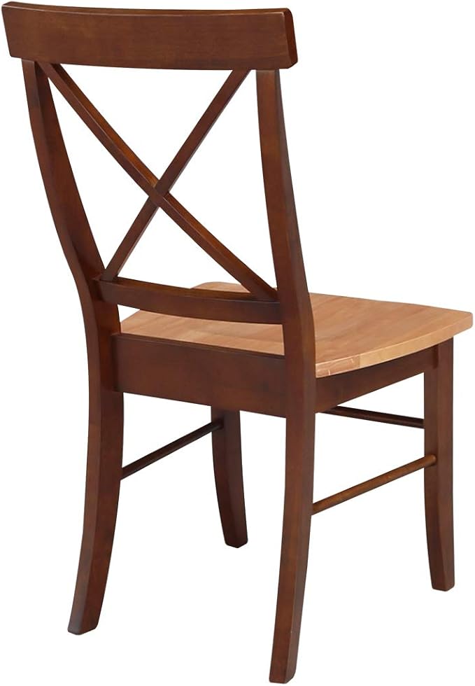 International Concepts X- Back Chair with Solid Wood Seat, Cinnemon/Espresso