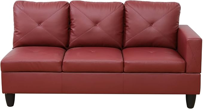 NicBex Sectional Couch 3 Pieces Sofa Set with Right Chaise Faux Leather L Shaped Cloud Couch for Living Room Furniture Sets with Storage Ottoman, Modular Sofa for Living Room & Apartment, Red