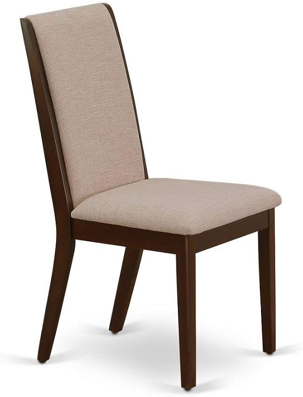 East West Furniture MZLA3-MAH-04 3 Piece Dinette Set for Small Spaces Contains a Rectangle Dining Table with Dropleaf and 2 Light Tan Linen Fabric Parson Chairs, 36x54 Inch, Mahogany