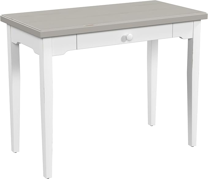 Hillsdale Furniture Clarion, Gray Wood Top/Sea White Base Desk/Table, Distressed