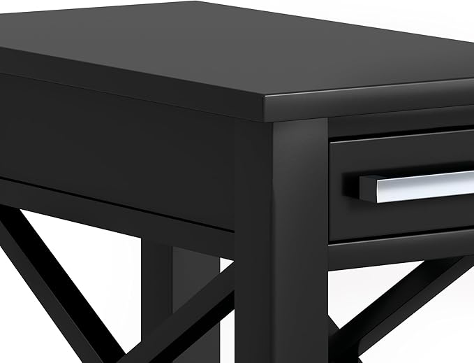 SIMPLIHOME Kitchener SOLID WOOD 14 inch Wide Rectangle Contemporary Narrow Side Table in Black for the Living Room and Bedroom