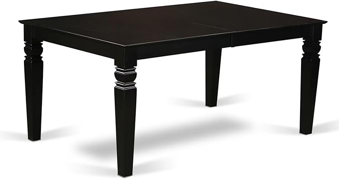 East West Furniture LGAN5-BLK-C 5 Piece Dinette Set for 4 Includes a Rectangle Dining Table with Butterfly Leaf and 4 Linen Fabric Dining Room Chairs, 42x84 Inch, Black