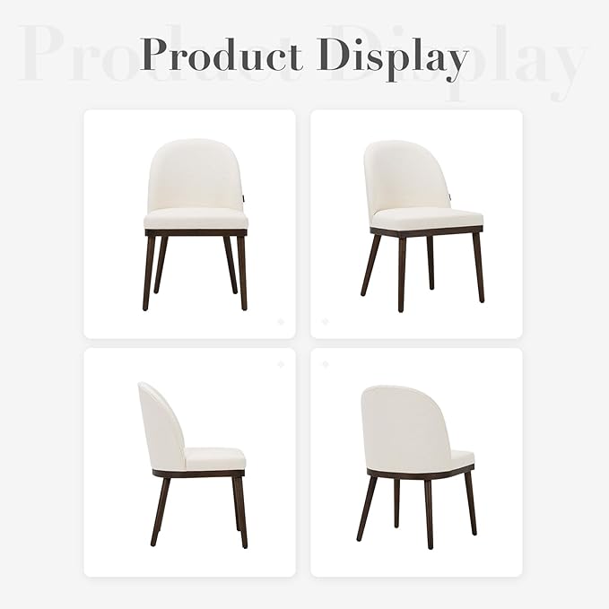 COLAMY Upholstered Dining Chairs Set of 2, Large Dining Room Kitchen Chairs with High Back and Deep Seat, Modern Fabric Dinner Chairs with Wood Legs, Beige