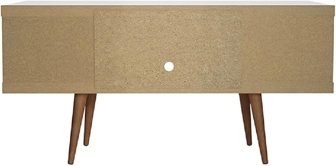 Manhattan Comfort Utopia 53.14" Freestanding Entertainment Center for Living Room, Mid Century Modern TV Stand with Shelves, Storage and Media Holes, Fits 50" Screens, White