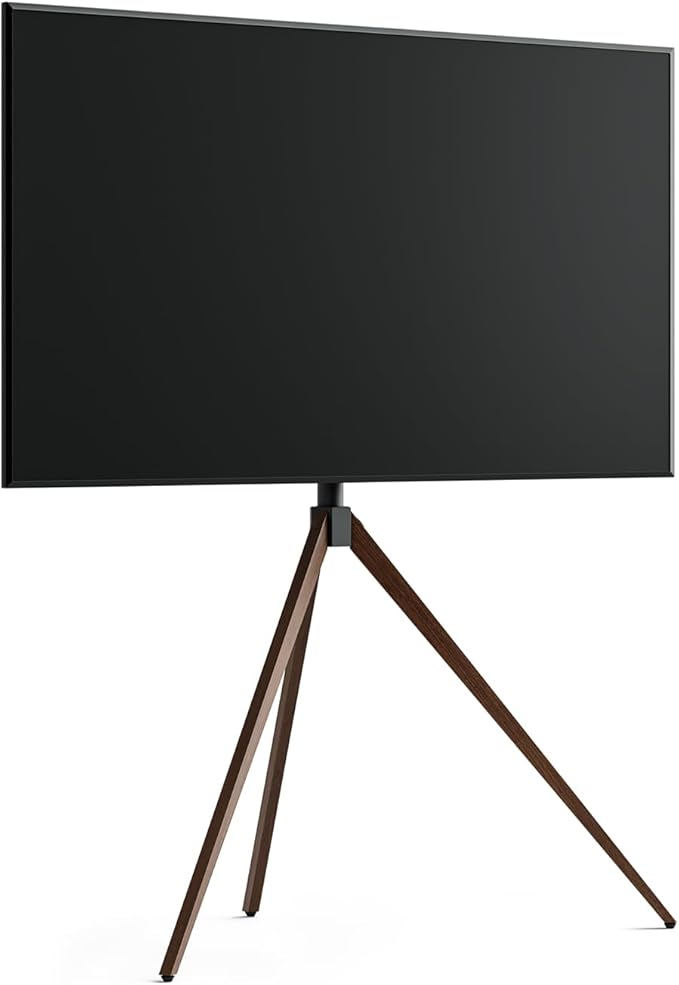 FITUEYES Design Corner TV Stand for 43-65 Inch TVs, Height Adjustable Metal Tripod Easel TV Stand Modern TV Floor Mount with Concealed Storage for Bedroom Living Room, Picasso Series
