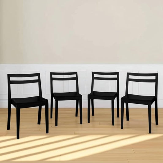 Grain & Grove Davie Dining Room Chairs Set of 4, Solid Wood Modern Kitchen Chair for Living Room, Kitchen, Black