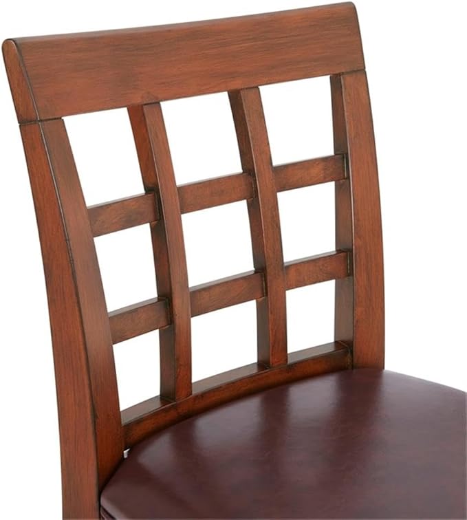 Napa Counter Height Stool with Back, Mahogany - Elegant Trellis Back Design, Faux Leather Upholstery, Foam-Filled Seat, Steel Memory Return Swivel, Seat Height 26 in, Footrest at 6 3/4 in.