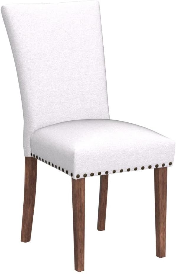 Parsons Dining Chairs Set of 4, Upholstered Nailhead Dining Room Kitchen Side Chair with Thick Cushions and Wood Legs, Light Grey