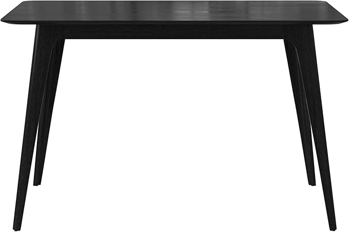 Mid-Century Modern Solid Wood Dining Table with Tapered Lesg for 4 People, 47.2inch, Kitchen or Living Room Furniture, Black