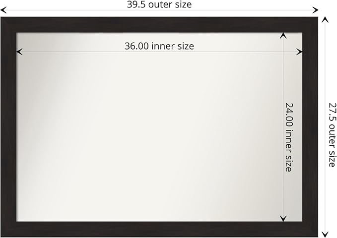 Amanti Art Brown Bathroom Mirror for Over Sink, 30x42 Furniture Espresso Rectangle Vanity Mirror, Large Casual Frame, Hangs Horizonally and Vertically, Bathroom Wall Decor, Non-Beveled Edge