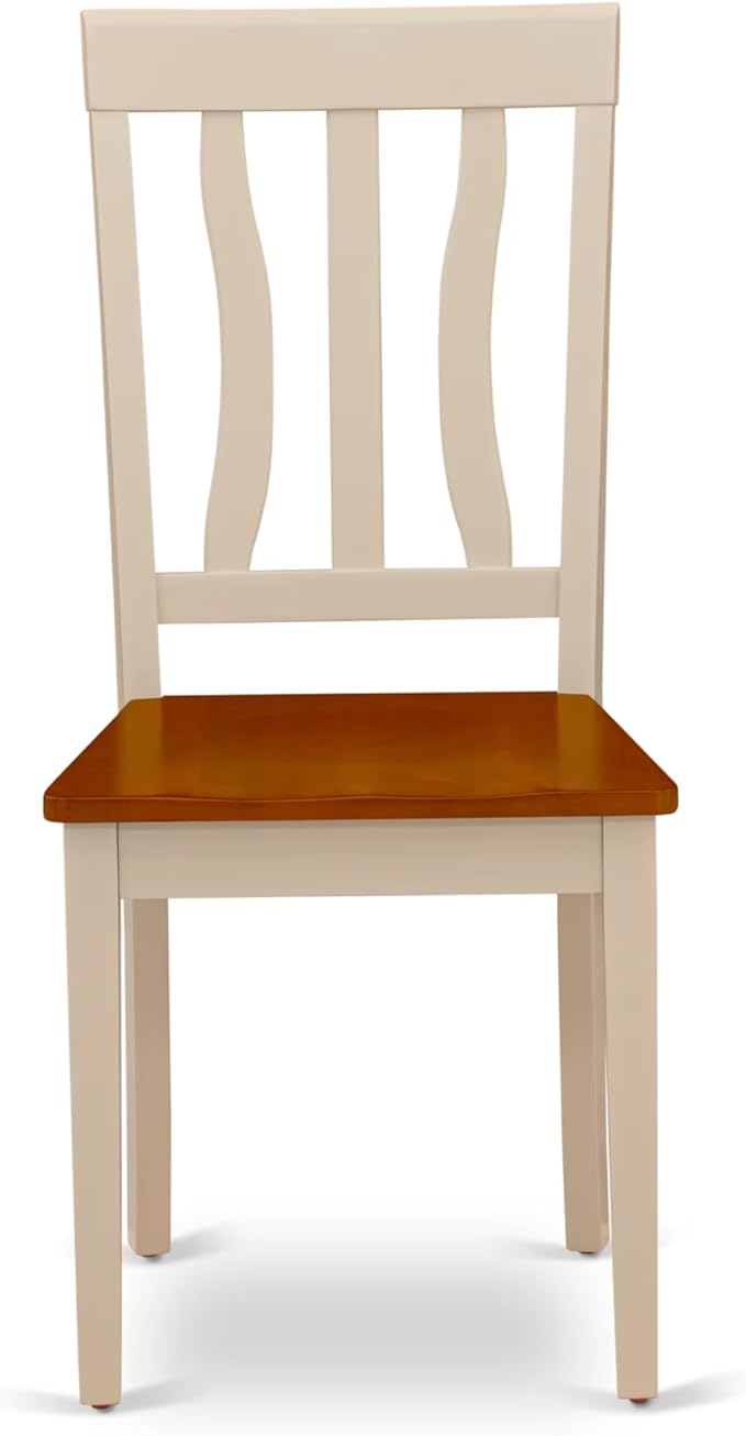East West Furniture DLAN3-BMK-W 3 Piece Dinette Set for Small Spaces Contains a Round Dining Table with Dropleaf and 2 Kitchen Dining Chairs, 42x42 Inch, Buttermilk & Cherry