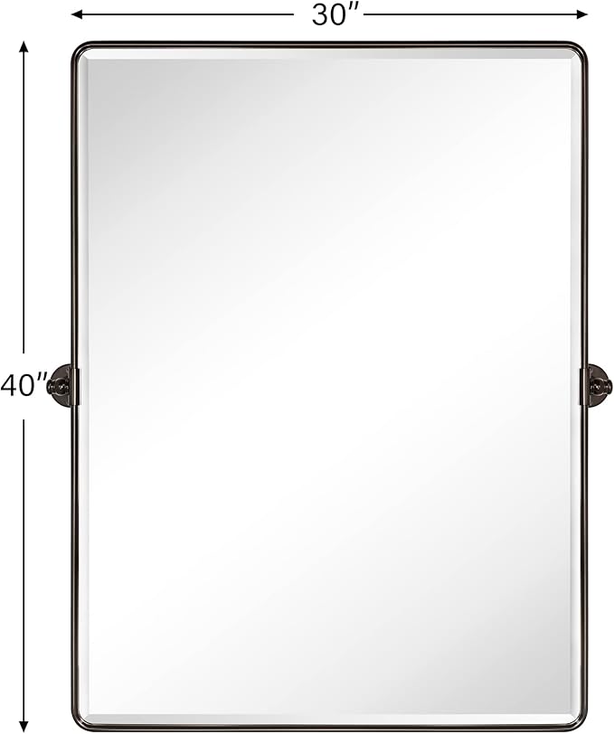 TEHOME 30 x 40'' Oil Rubbed Bronze Pivot Bathroom Mirror Tilt Vanity Mirror Large 40x30'' Dark Bronze Metal Framed Rectangle Pivoting Beveled Vanity Mirrors for Wall, Vertical