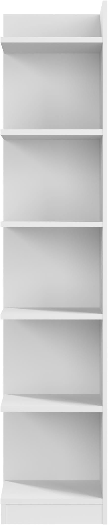 Bush Furniture Universal 15W Tall Corner Bookshelf in White, 6 Shelf Narrow Bookcase for Home Office Storage or Living Room Organization