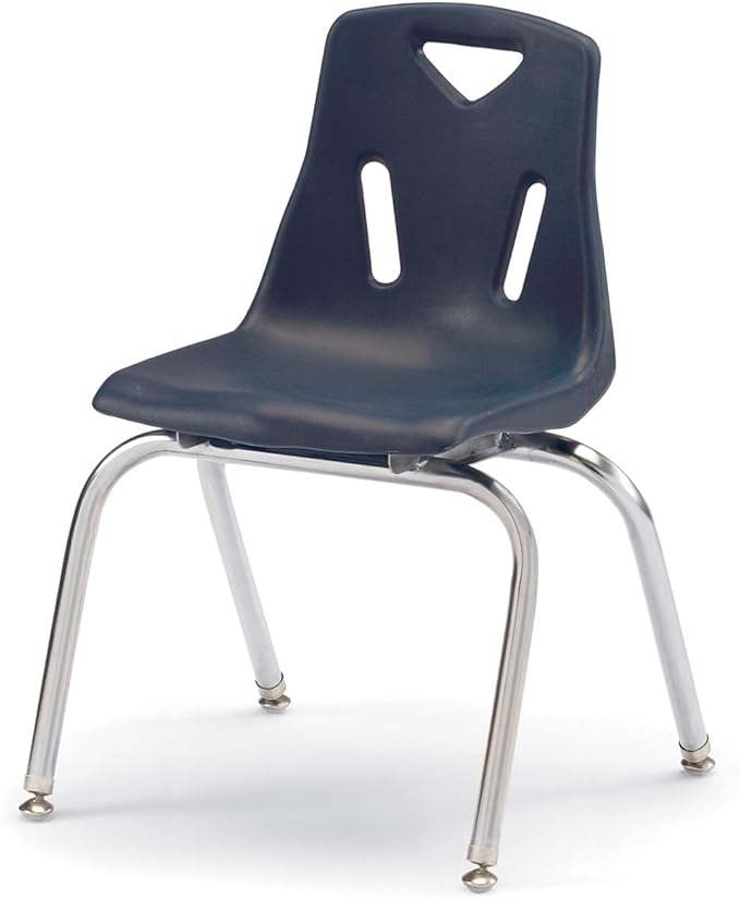 Jonti-Craft Berries 8146JC1112 Stacking Chair with Chrome-Plated Legs, 16" Height, Navy