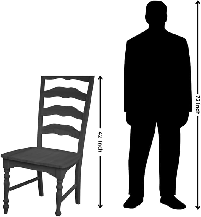 IC International Concepts Set of 2 Maine LadderBack Chairs Dining/Kitchen/Study/Balcony, Solid Wood, Parawood Construction, 20.1"W x 22.6"D x 42.1"H, Ready to Paint or Stain in Any Color, Unfinished