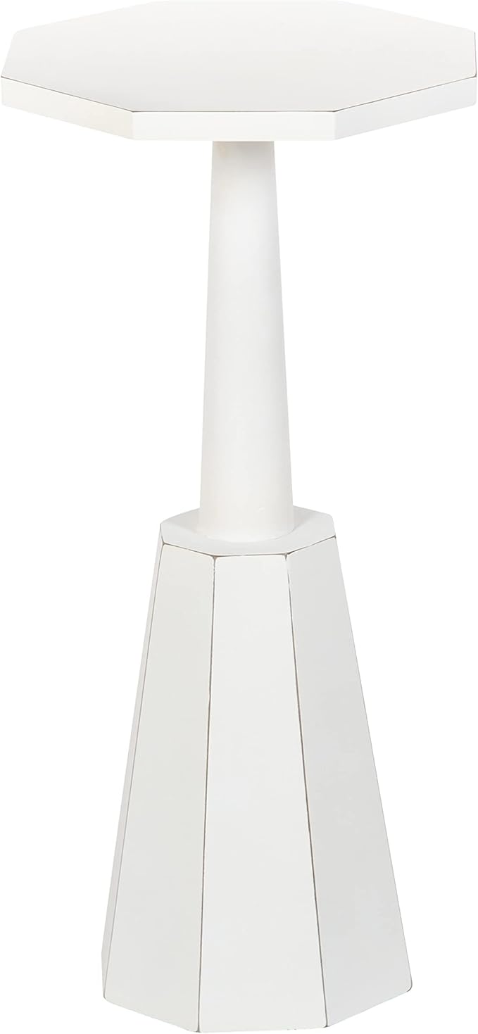 Kate and Laurel Octavia Coastal Accent Drink Table, 11 x 11 x 24, White, Decorative Coastal Cocktail Table with Octagon Shape for Farmhouse Indoor Plant Stand