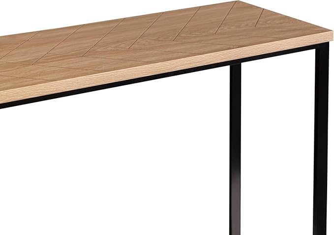 AC Pacific Bali Coastal Modern Narrow Console Table for Entryway, Hallway Decor, and Small Spaces, Compact Living Room Furniture with Natural Wood Top and Black Metal Legs, 39" Long
