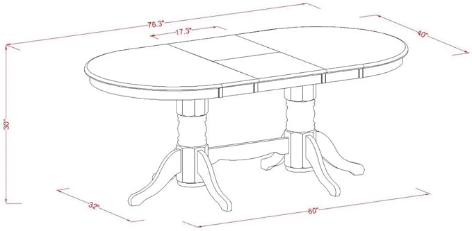 East West Furniture VAAS7-LWH-41 7 Piece Modern Dining Table Set contain A Dinner Table and 6 Platinum Gray Polyester Fabric Wooden Chairs with Stylish Back- Linen White Finish