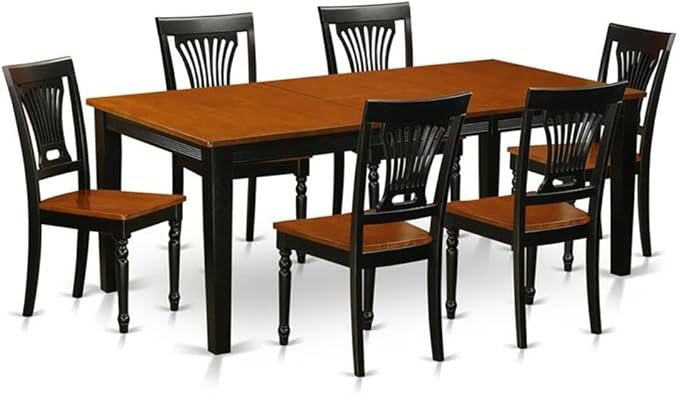 East West Furniture QUPL7-BCH-W 7 Piece Modern Dining Table Set Consist of a Rectangle Wooden Table with Butterfly Leaf and 6 Dining Room Chairs, 40x78 Inch, Black & Cherry