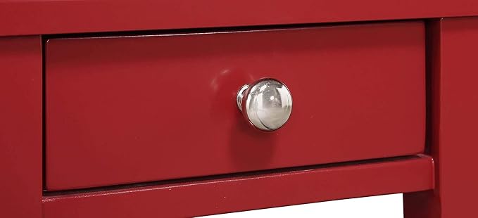 Convenience Concepts American Heritage Chairside End Table with Drawer 23.5" - Classic Living Room Table with Storage Shelf, Bedroom Nightstand, Cranberry Red