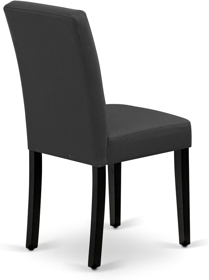 East West Furniture LGAS7-BLK-12 7 Piece Dinner Table Set Contain A Dining Table and 6 Dark Gray Polyester Fabric Person Chairs with Stylish Back- Black Finish