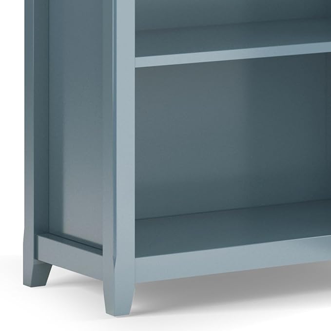 SIMPLIHOME Amherst Bookcase - 70 inch Tall 5-Shelf Solid Wood Bookshelf in French Blue, Transitional Storage for Living Room, Study Room or Office with Adjustable Shelves and Tapered Legs