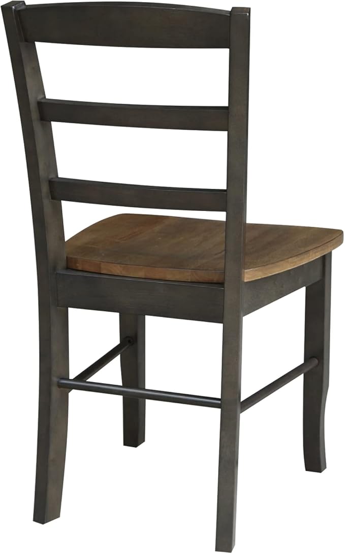 IC International Concepts Set of Two Madrid Ladderback Dining Chairs, Hickory/Washed Coal