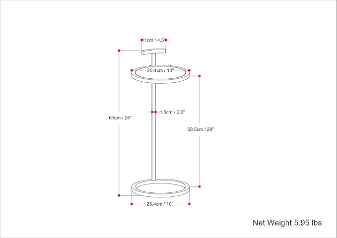SIMPLIHOME Brook Contemporary 10 Inch Wide Metal C Side Table in White / Gold, For the Living Room and Bedroom