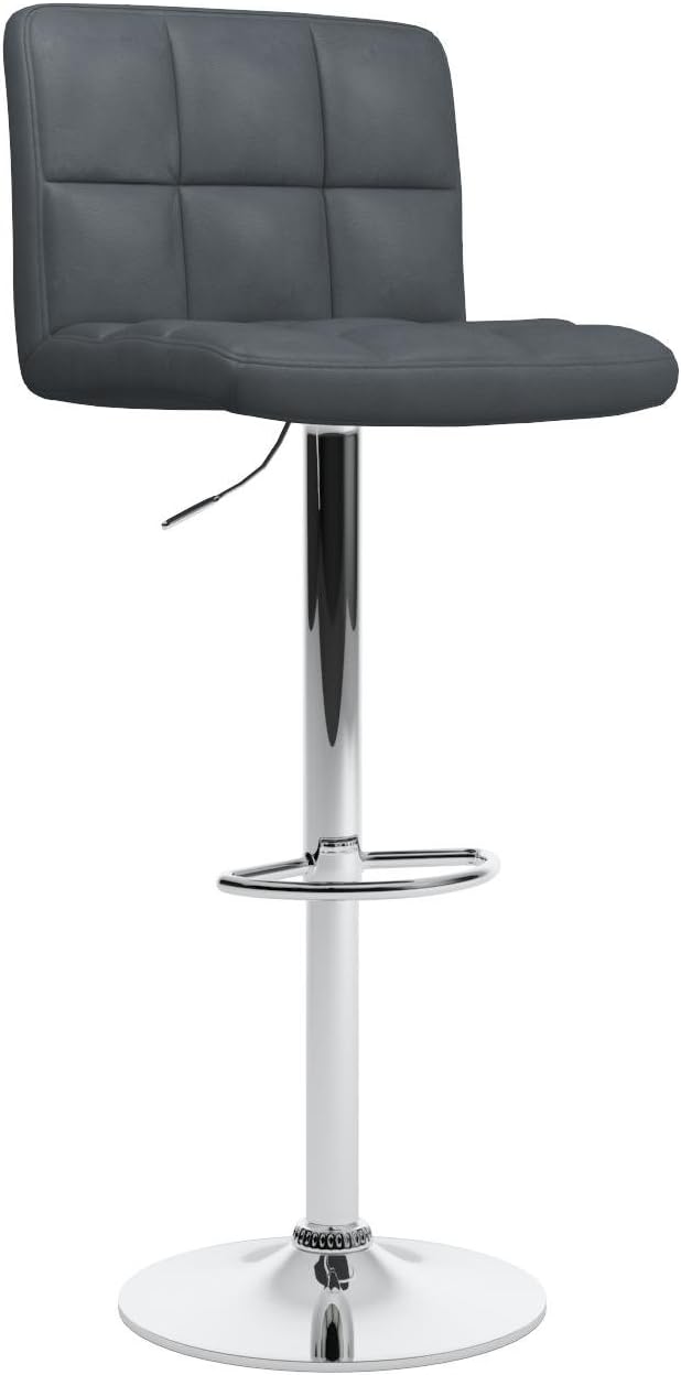 Roundhill Furniture Swivel Leather Adjustable Hydraulic Bar Stool, Set of 2, Gray