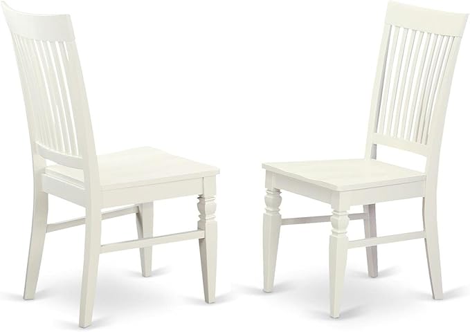 East West Furniture DLWE3-WHI-W 3 Piece Dinette Set for Small Spaces Contains a Round Dining Table with Dropleaf and 2 Dining Room Chairs, 42x42 Inch, Linen White