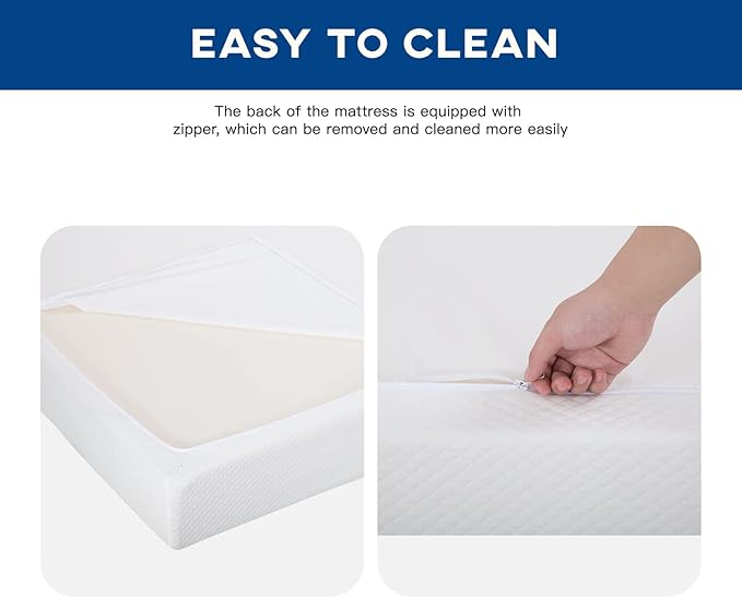 FDW | 10 Inch Queen Mattress | Medium Firm | Gel Memory Foam Mattress | White | Bed in a Box, CertiPUR-US Certified | Pressure Relief, Cooling Ventilated Foam | Washable Removable Cover