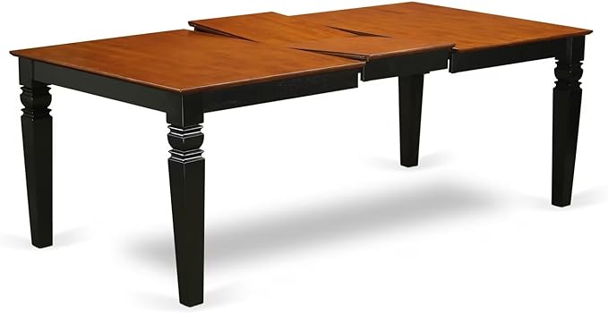 East West Furniture LGAN9-BCH-C 9 Piece Dining Set Includes a Rectangle Dining Room Table with Butterfly Leaf and 8 Linen Fabric Upholstered Chairs, 42x84 Inch, Black & Cherry
