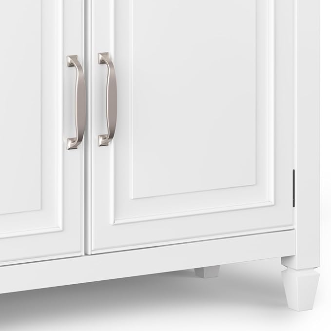 SIMPLIHOME Connaught 40-inch Wide Solid Wood Storage Cabinet in White for Entryway, Living Room, Organizer for Hats, Gloves, Shoes, Keys, Slim Design, Traditional Style